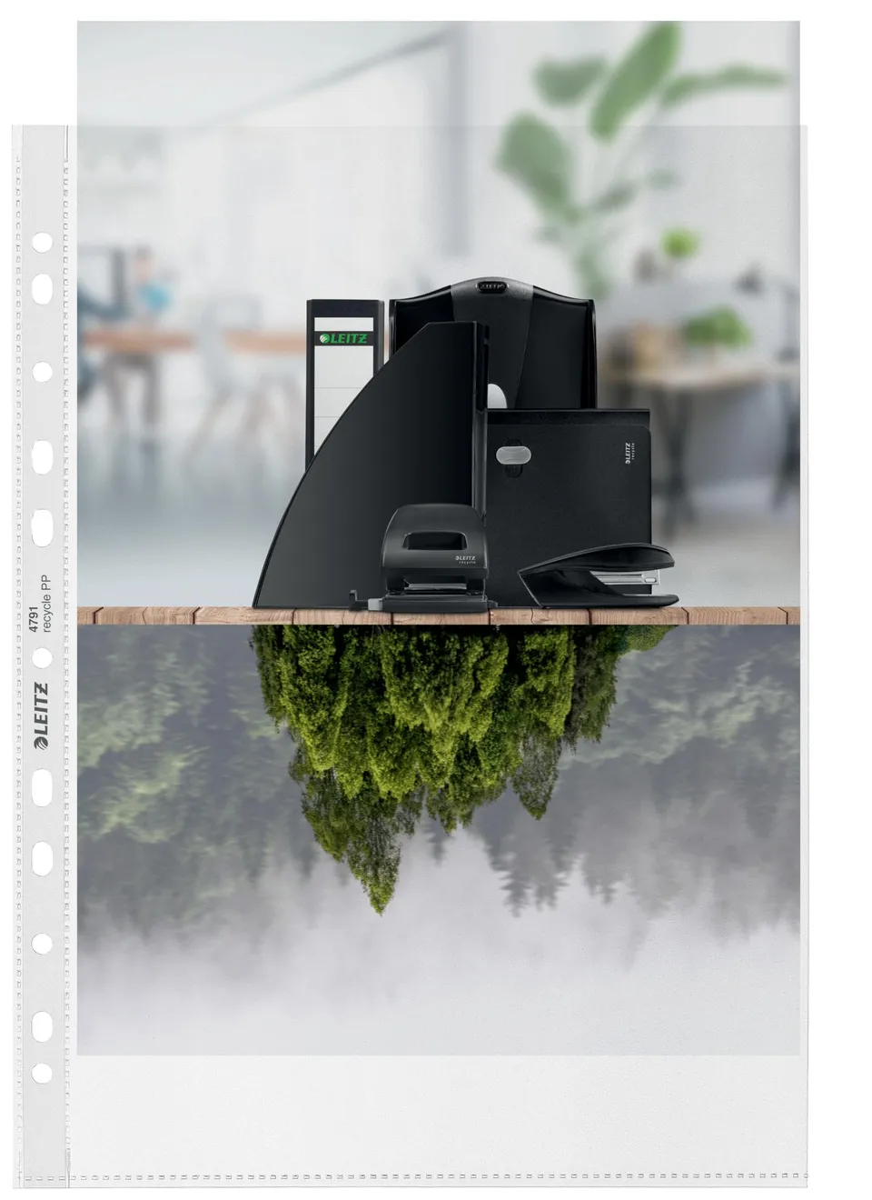 leitz-recycle-buste-perforate-a4-100-micron-trasparente-100-pezzi image 1