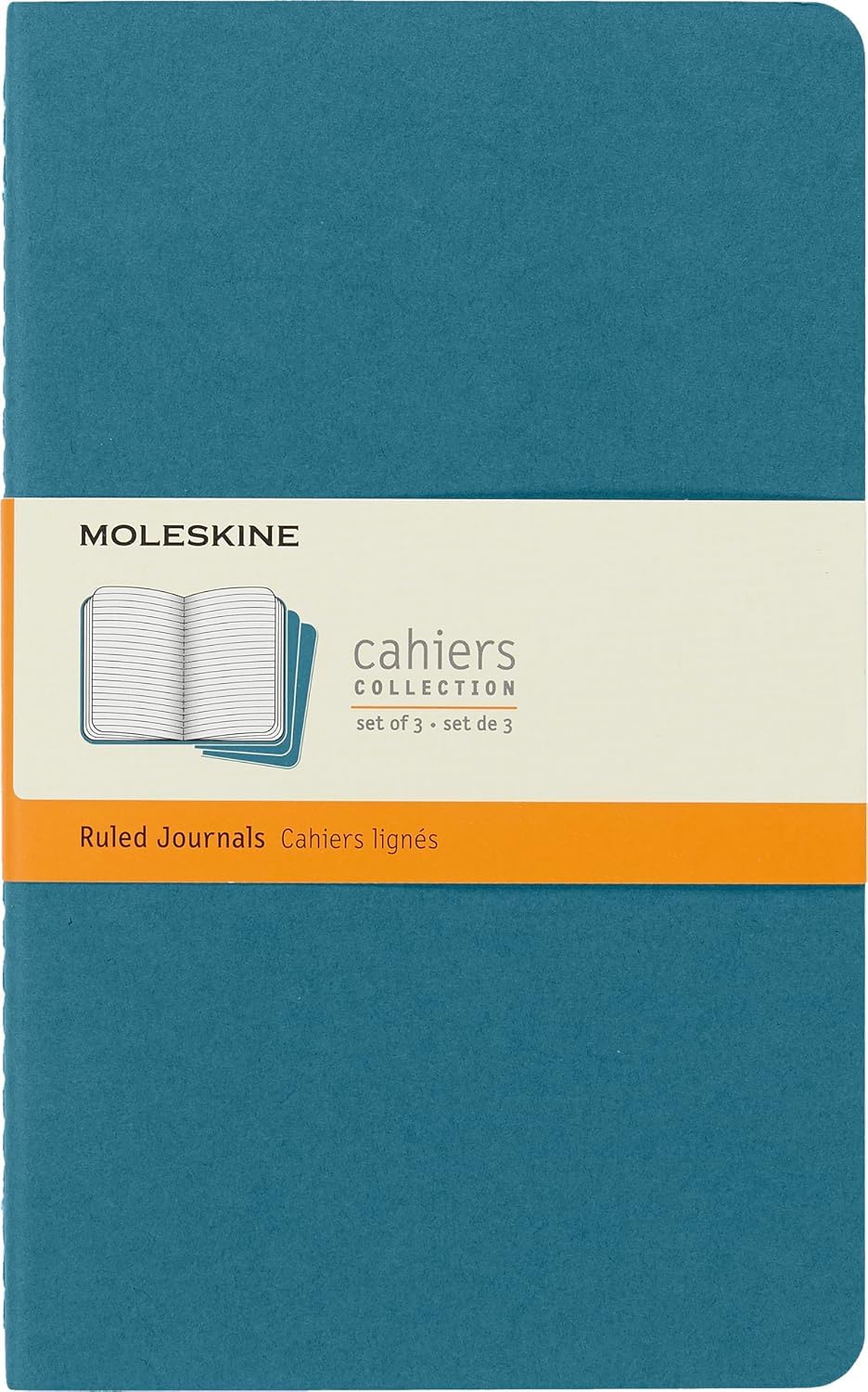 moleskine-cahier-journal-large-13x21-cm-righe-blu-brillante-set-3-quaderni image 1