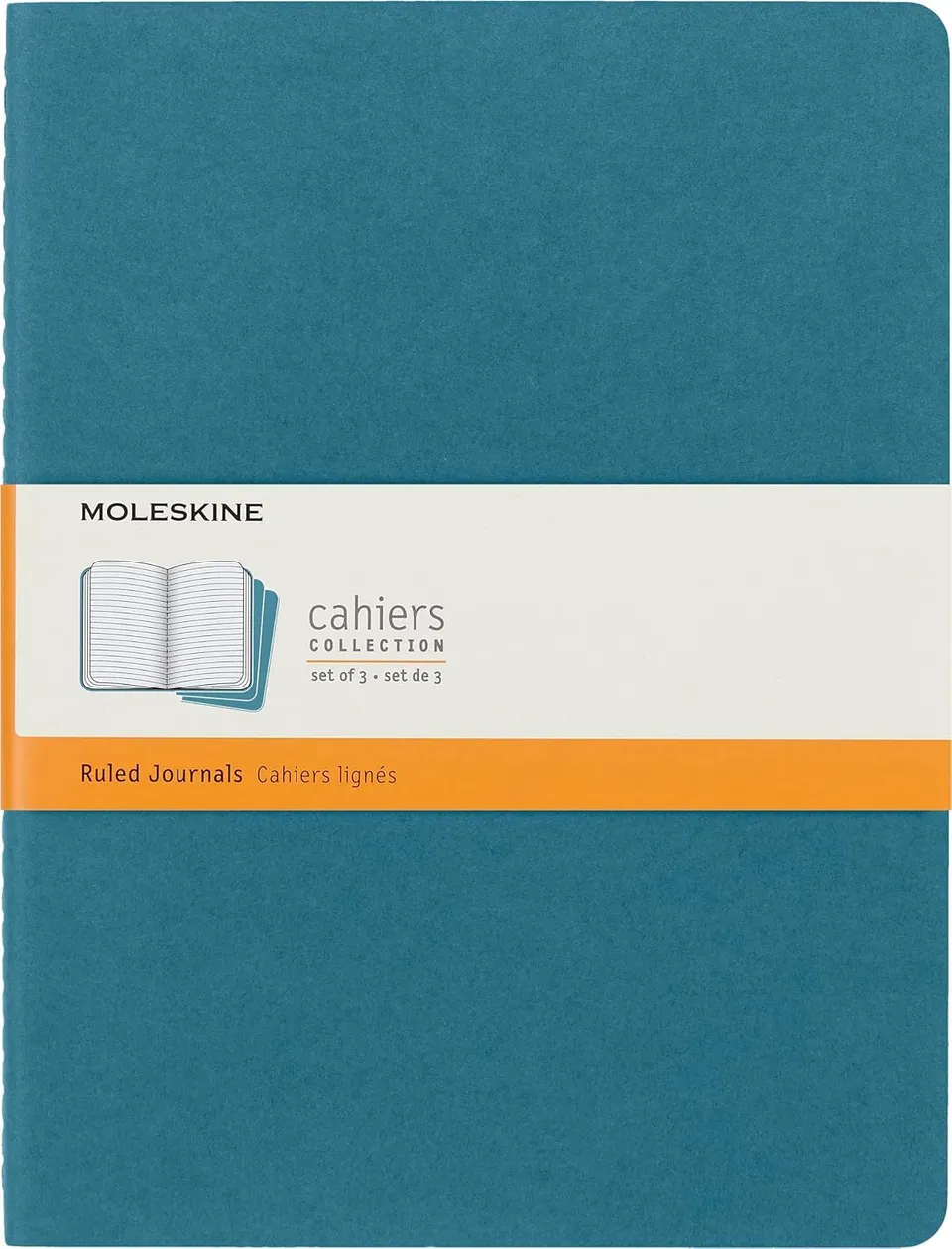 moleskine-cahier-journal-set-3-quaderni-xl-19x25-cm-blu-brillante-a-righe-124-pa image 1