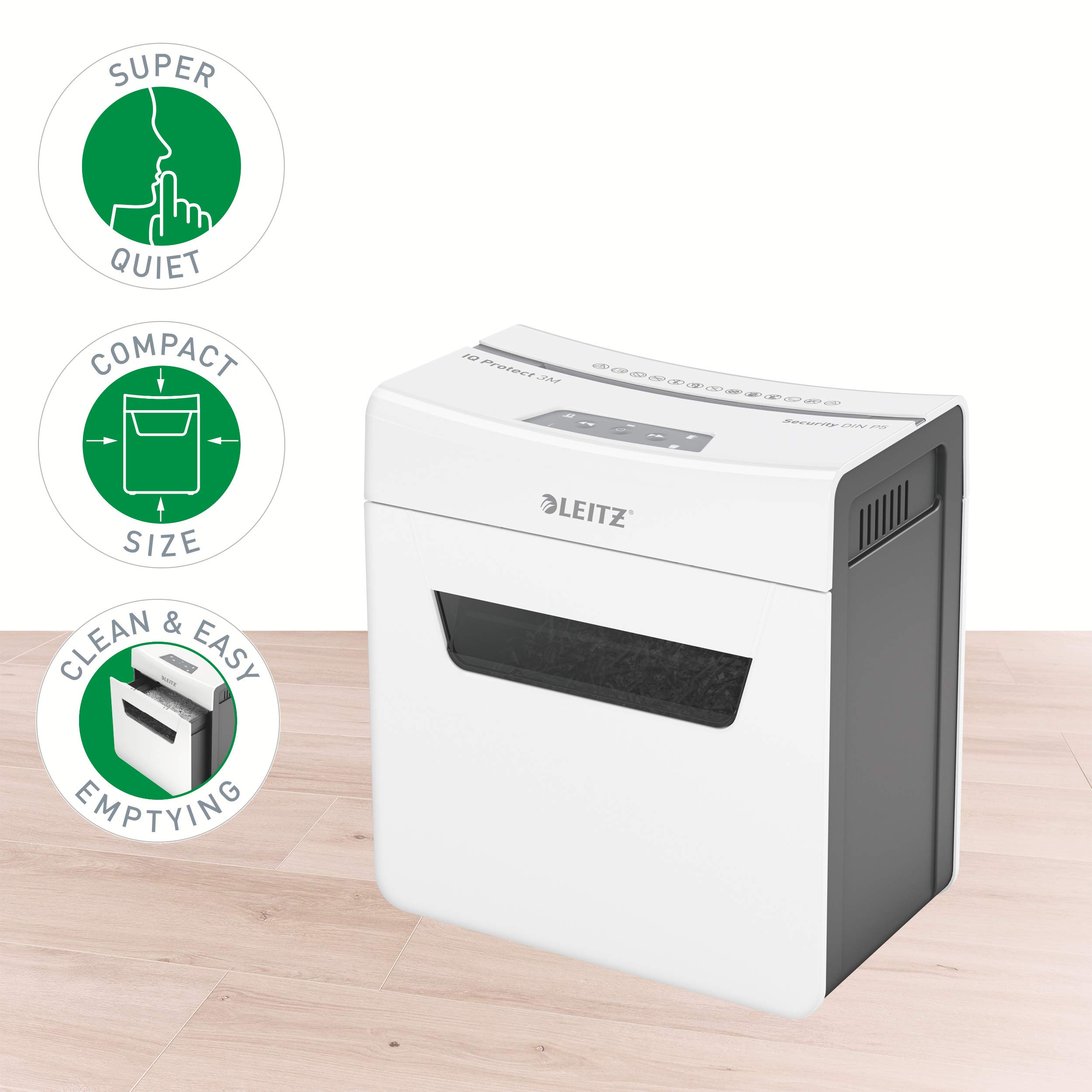 leitz-iq-protect-premium-3m-distruggidocumenti-micro-taglio-p-5-3-fogli-10-l image 2