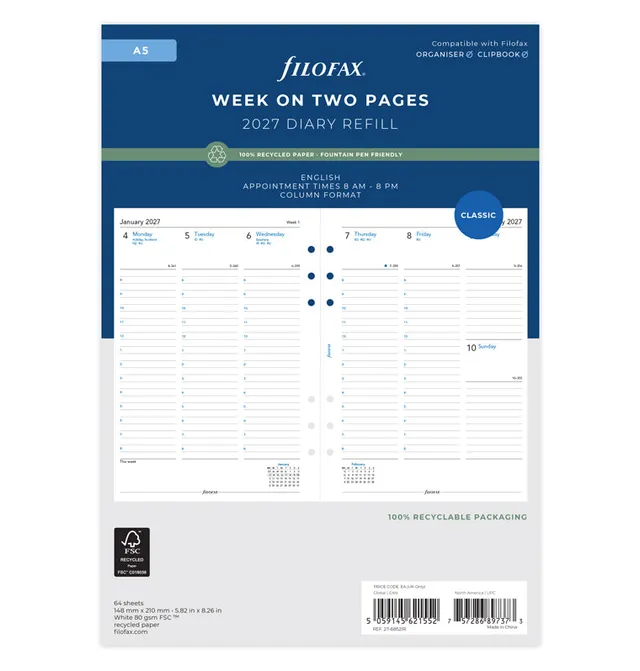 filofax-the-original-diario-2027-settimanale-appuntamenti-a5-inglese-carta-ricic image 1